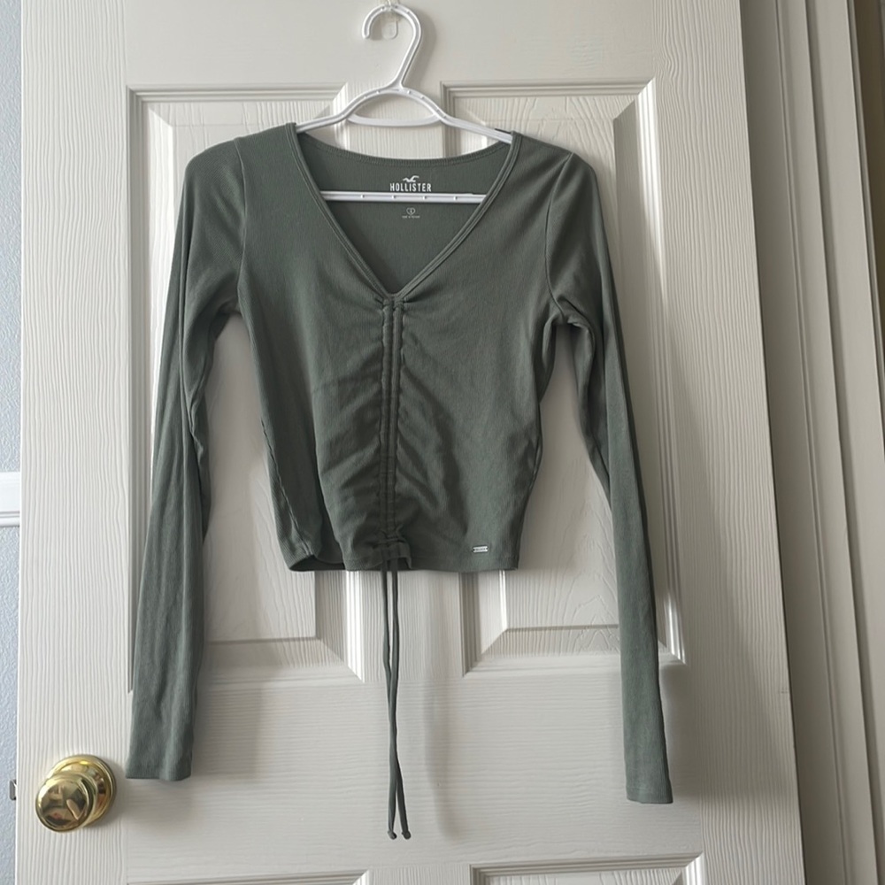 Sage green cinch front long sleeve